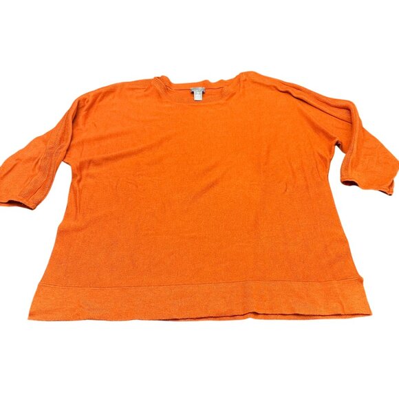 Chico's Sweater Size 3 XL Orange 3/4 Sleeve Touch of Cashmere Shirt Top - Picture 11 of 11